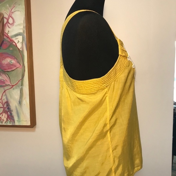 Anthropologie Floreat Mustard Yellow Tank Top Crochet Size 8 Sleeveless Blouse - Picture 5 of 11